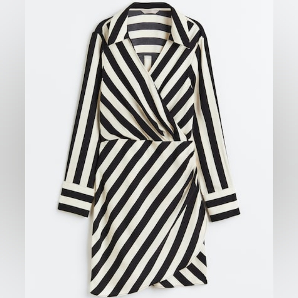 Striped cinched waist shirt dress